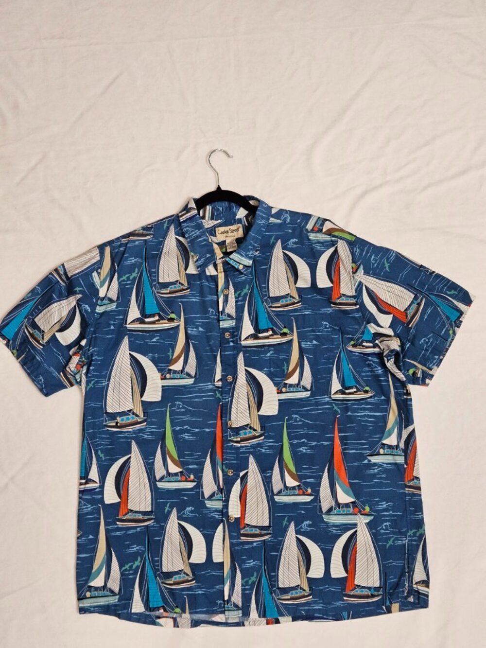 Cooke St. Vintage Nautical Sailboat Hawaiian Button-Down Shirt